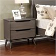 Bowery Hill 2-Drawer Mid-Century Solid Wood/Wood Veneer/MDF Nightstand in Gray
