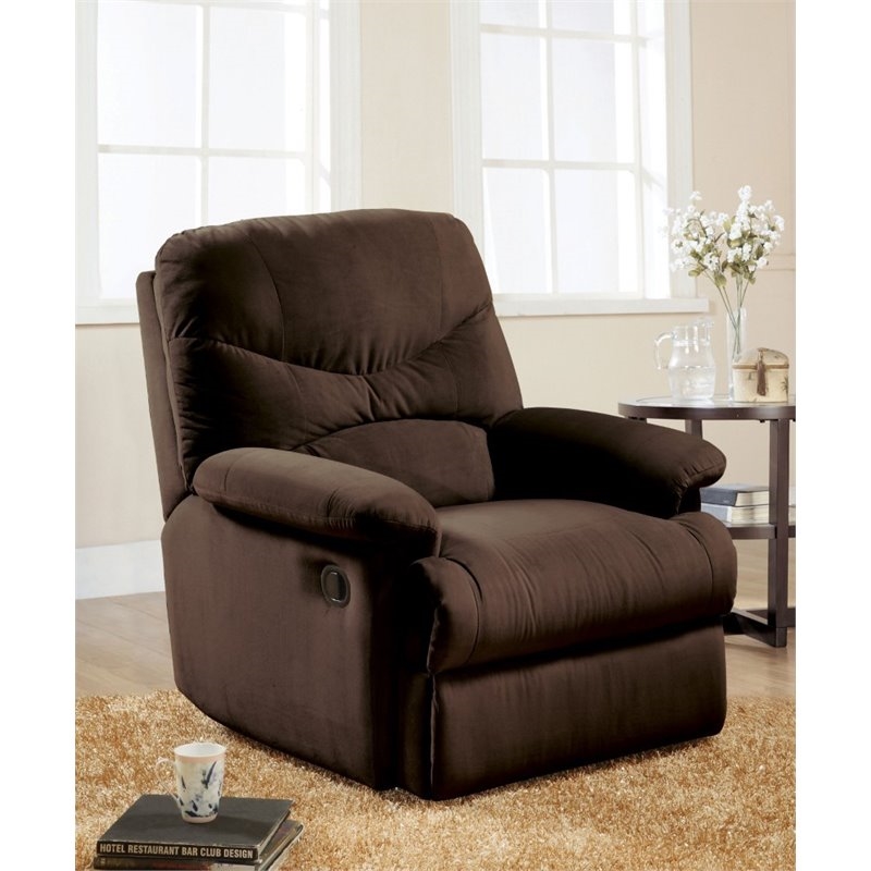 Bowery Hill Foam Microfiber/Wood Glider Recliner in Chocolate