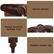 Bowery Hill Rolled Arm Upholstered Faux Leather Sofa with 5 Pillows in Brown