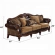 Bowery Hill Rolled Arm Upholstered Faux Leather Sofa with 5 Pillows in Brown