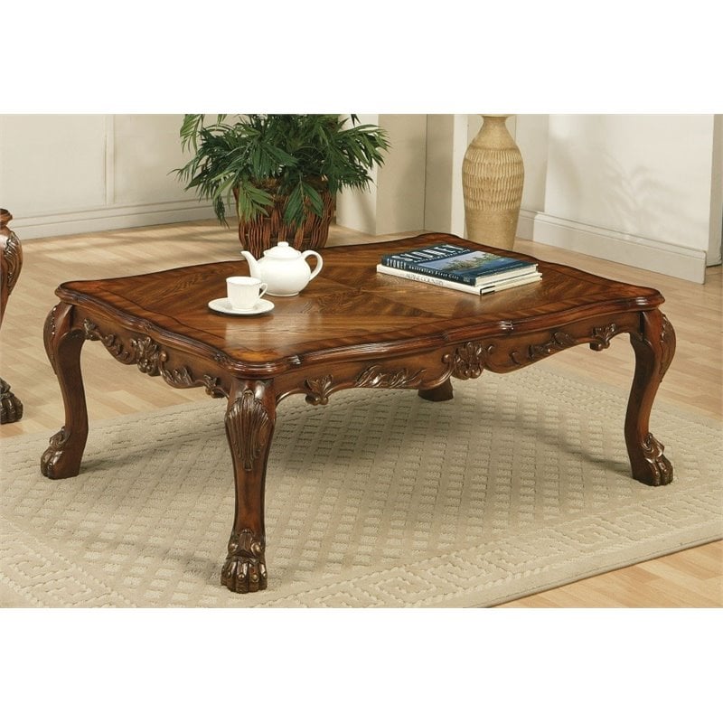 Bowery Hill Rectangular Wood Coffee Table in Cherry Oak