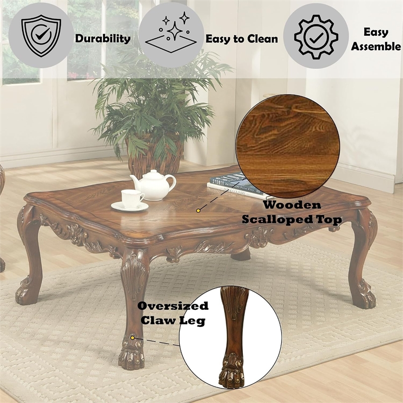 Bowery Hill Rectangular Wood Coffee Table in Cherry Oak