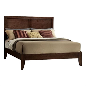 Bowery Hill Farmhouse Rubber Wood/Chip Board/Veneer Queen Panel Bed in Espresso