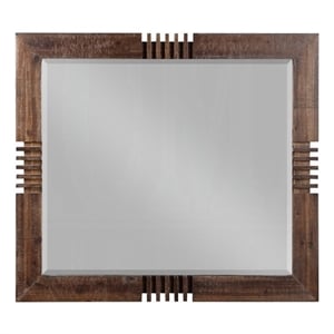 Bowery Hill Rectangular Beveled Bedroom Mirror in Reclaimed Oak Wood