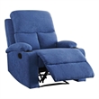 Bowery Hill Contemporary Fabric Pillow Top Armrest Motion Recliner in Blue