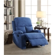Bowery Hill Contemporary Fabric Pillow Top Armrest Motion Recliner in Blue