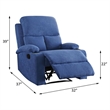Bowery Hill Contemporary Fabric Pillow Top Armrest Motion Recliner in Blue