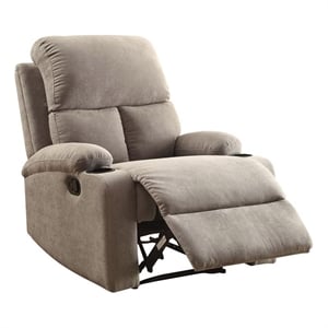 Bowery Hill Contemporary Fabric Pillow Top Armrest Motion Recliner in Gray