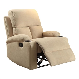 Bowery Hill Contemporary Fabric Recliner in Light Beige
