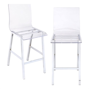 Bowery Hill 24'' Contemporary Metal/Acrylic Counter Stool in Chrome (Set of 2)