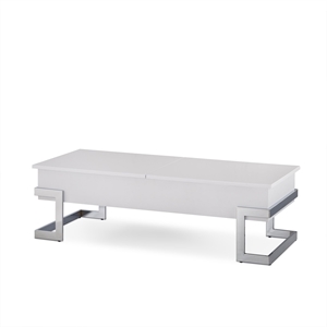 Bowery Hill Lift Top Coffee Table in White and Chrome