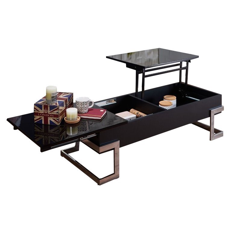 Bowery Hill Lift Top Coffee Table In Black And Chrome Bh 1573610 Bowery Hill Lift Top Coffee Table In
