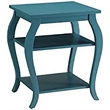 Bowery Hill 2 Shelves Square Wood End Table with Cabriole Legs in Teal Green