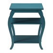 Bowery Hill 2 Shelves Square Wood End Table with Cabriole Legs in Teal Green