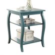 Bowery Hill 2 Shelves Square Wood End Table with Cabriole Legs in Teal Green