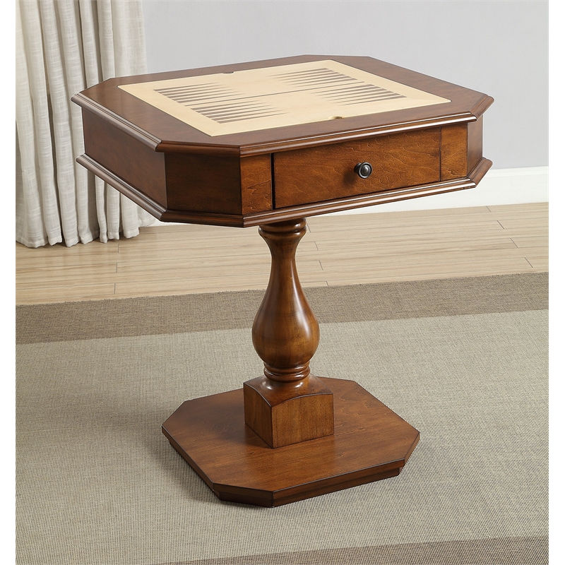 Bowery Hill 1-Drawer Wood Game Table in Cherry