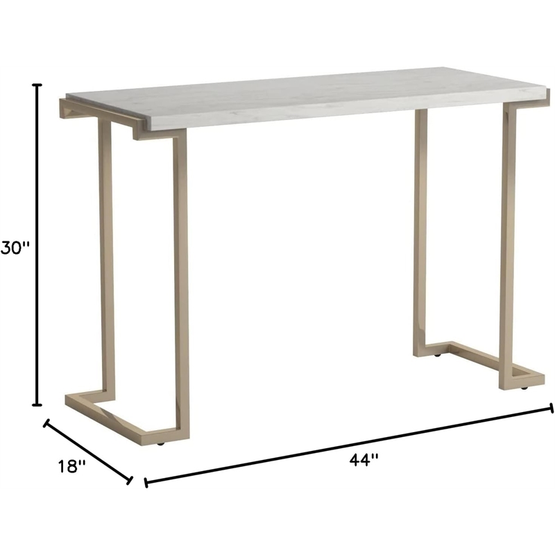 Bowery Hill Console Table in Faux Marble and Champagne
