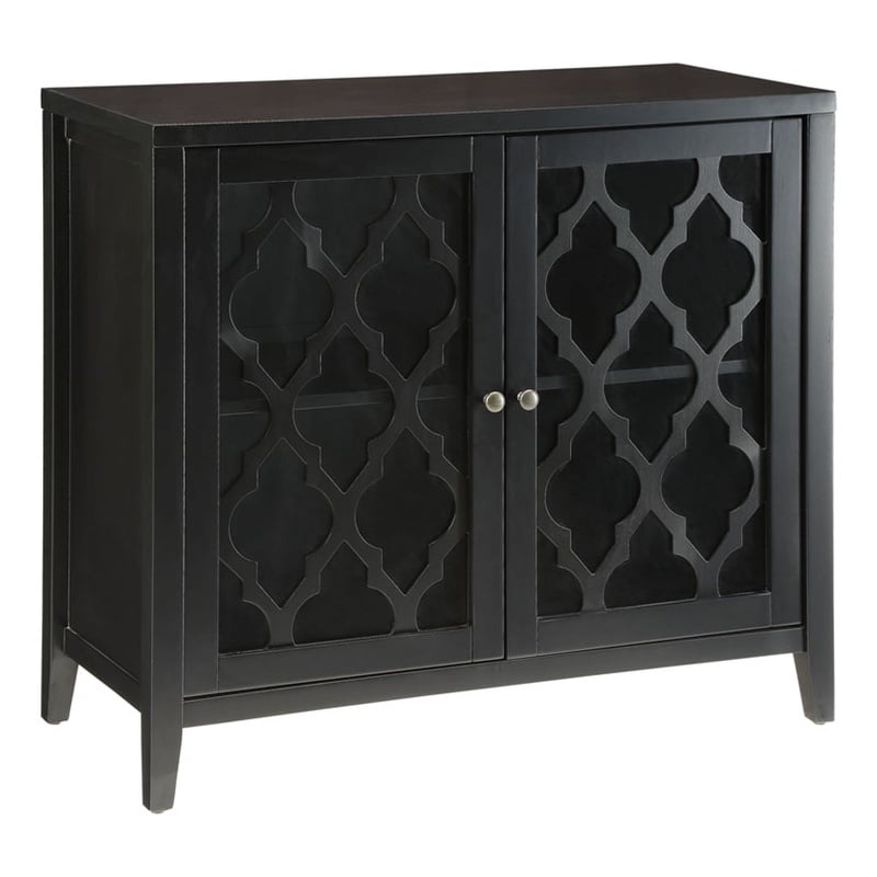 Bowery Hill Contemporary 2-Door Wood/Glass Accent Chest in Black