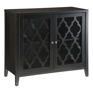 Bowery Hill Contemporary 2-Door Wood/Glass Accent Chest in Black