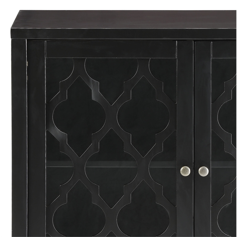 Bowery Hill Contemporary 2-Door Wood/Glass Accent Chest in Black
