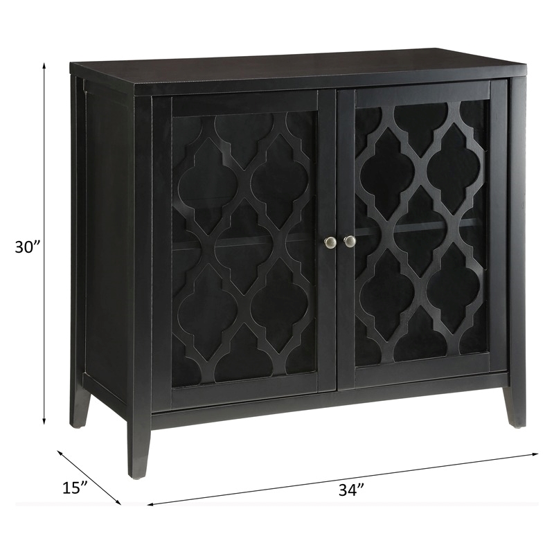Bowery Hill Contemporary 2-Door Wood/Glass Accent Chest in Black