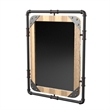 Bowery Hill Transitional Metal Wall/Wood Mirror in Antique Black/Natural