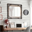 Bowery Hill Transitional Metal Wall/Wood Mirror in Antique Black/Natural