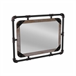 Bowery Hill Transitional Metal Wall/Wood Mirror in Antique Black/Natural