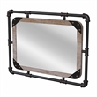 Bowery Hill Transitional Metal Wall/Wood Mirror in Antique Black/Natural