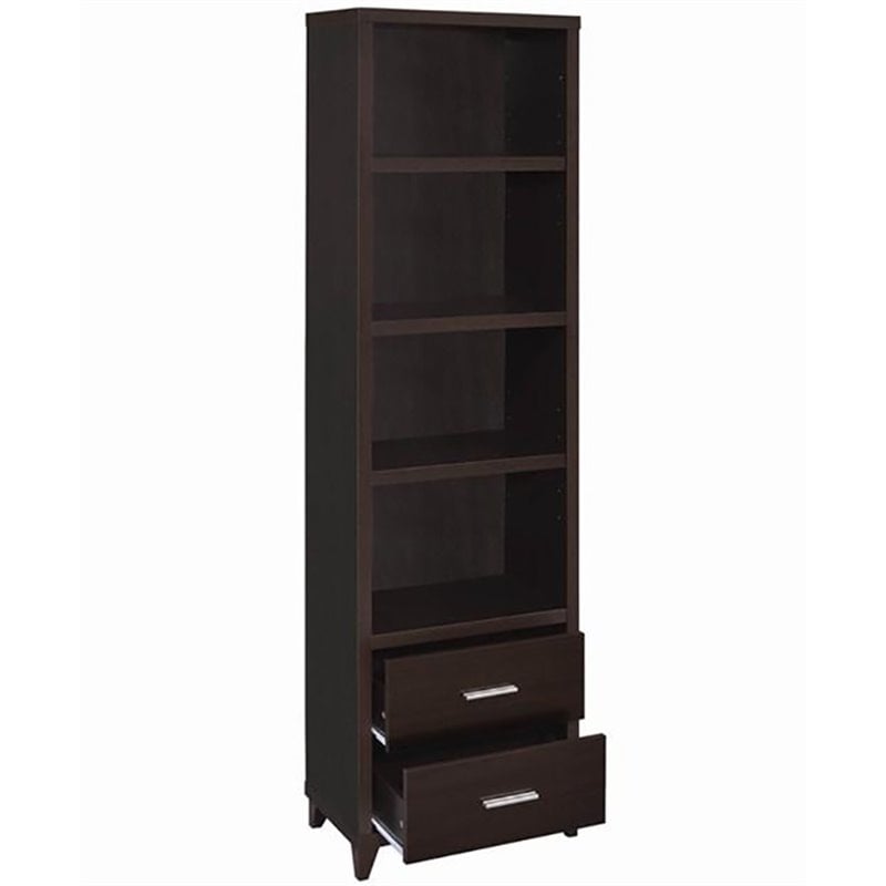 Bowery Hill 4 Shelf Contemporary Bookcase in Cappuccino
