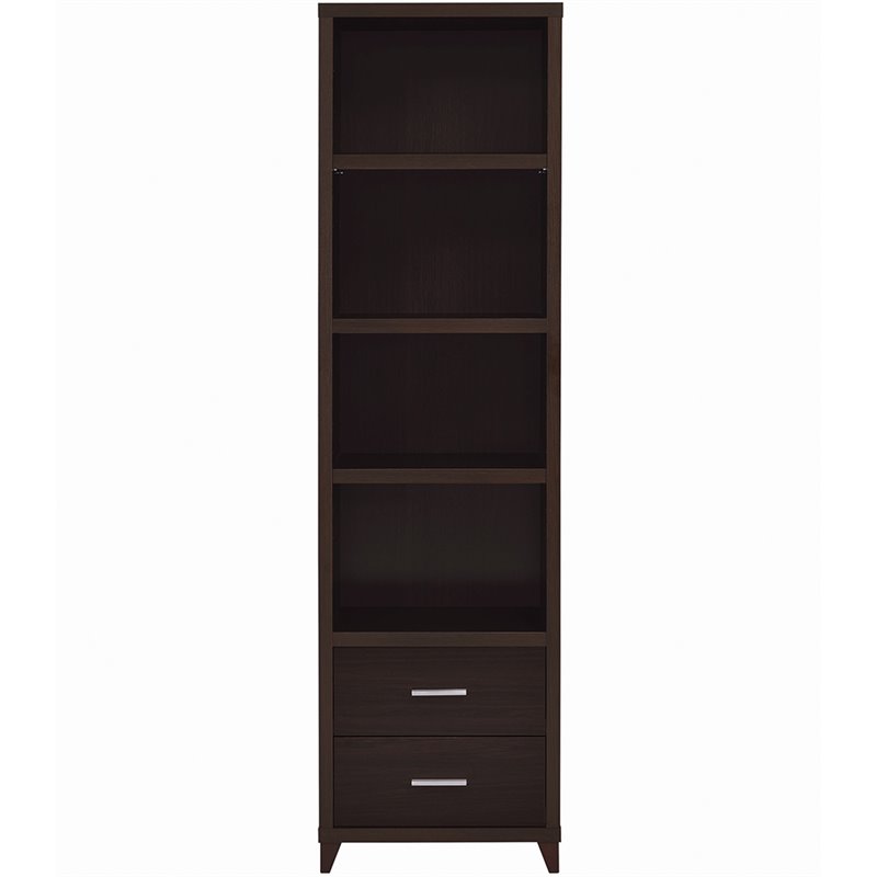 Bowery Hill 4 Shelf Contemporary Bookcase in Cappuccino
