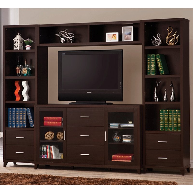 Bowery Hill 4 Shelf Contemporary Bookcase in Cappuccino