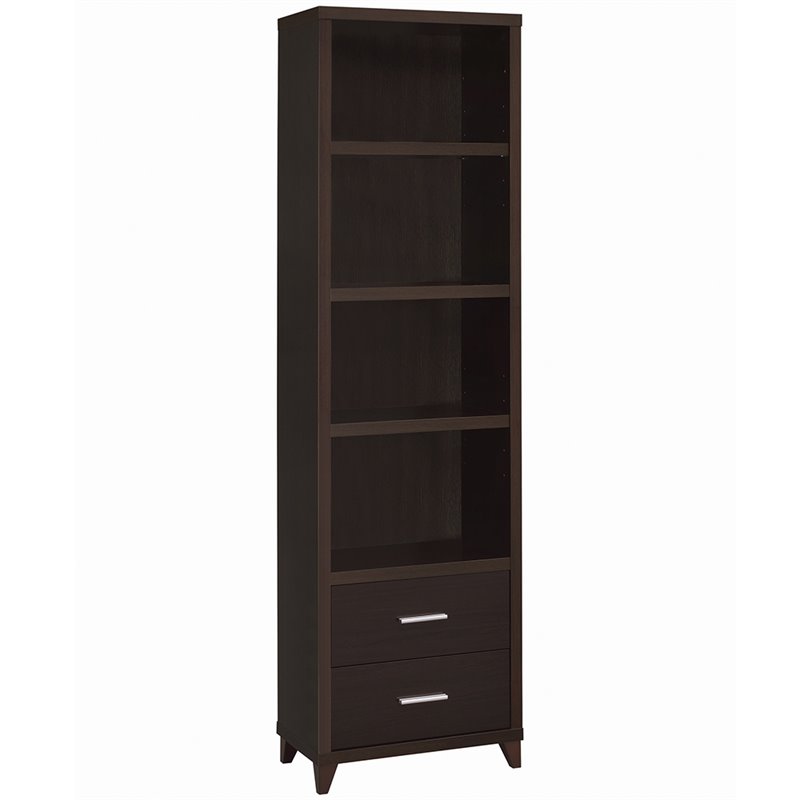 Bowery Hill 4 Shelf Contemporary Bookcase in Cappuccino