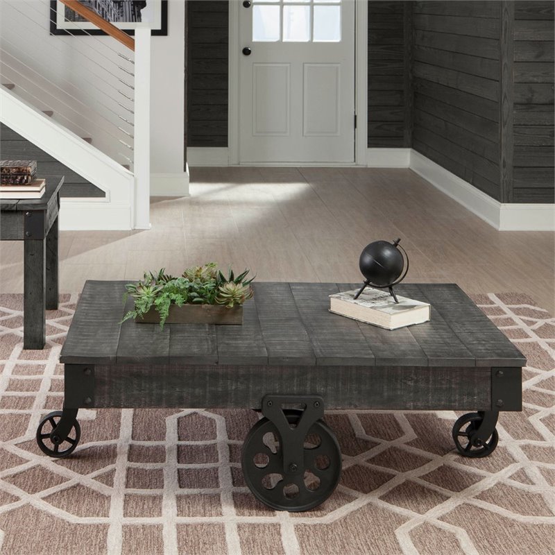 Bowery Hill Coffee Table In Rustic Gray Bh 1589311 Bowery Hill Coffee Table In Rustic Gray
