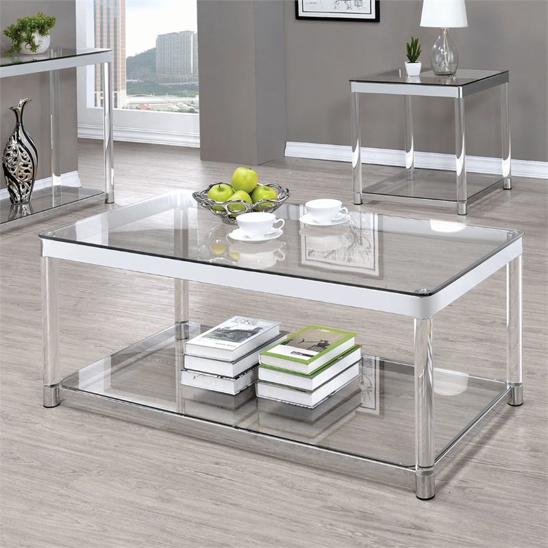 bowery hill glass top coffee table