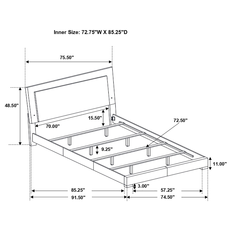 Bowery Hill California King LED Panel Bed in Glossy White Finish