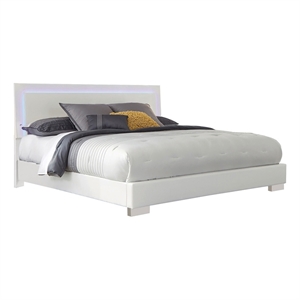 Bowery Hill California King LED Panel Bed in Glossy White Finish