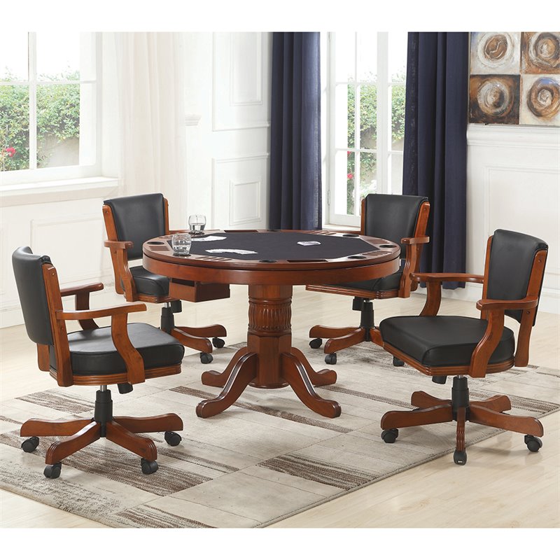 Bowery Hill 5 Piece Round Dining Set in Merlot