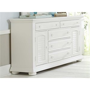 bowery hill 2 door 5 drawer dresser in white