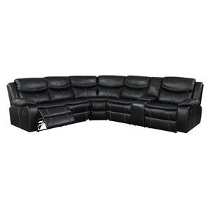 bowery hill reclining sectional in black