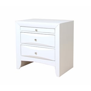 Bowery Hill 2 Drawers Wood Nightstand w/ Side Metal Glide in White