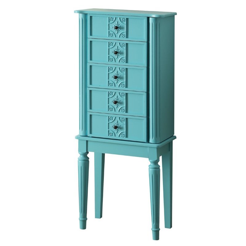 Bowery Hill Jewelry Armoire in Light Blue