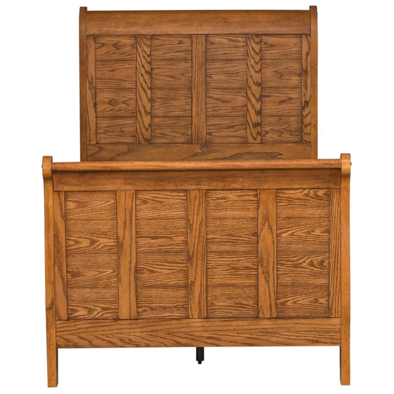 Bowery Hill Twin Sleigh Bed in Aged Oak