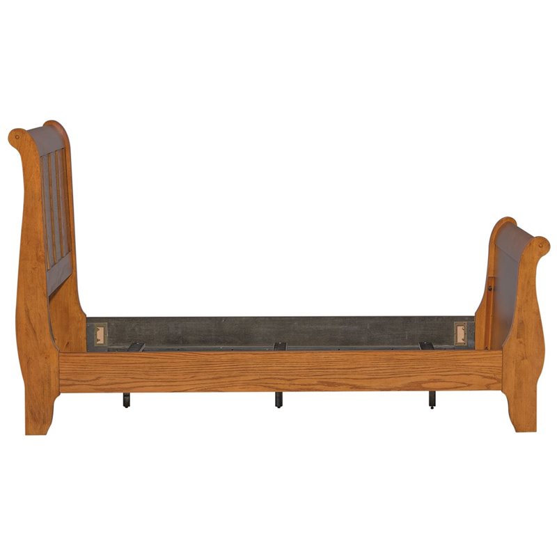 Bowery Hill Twin Sleigh Bed in Aged Oak