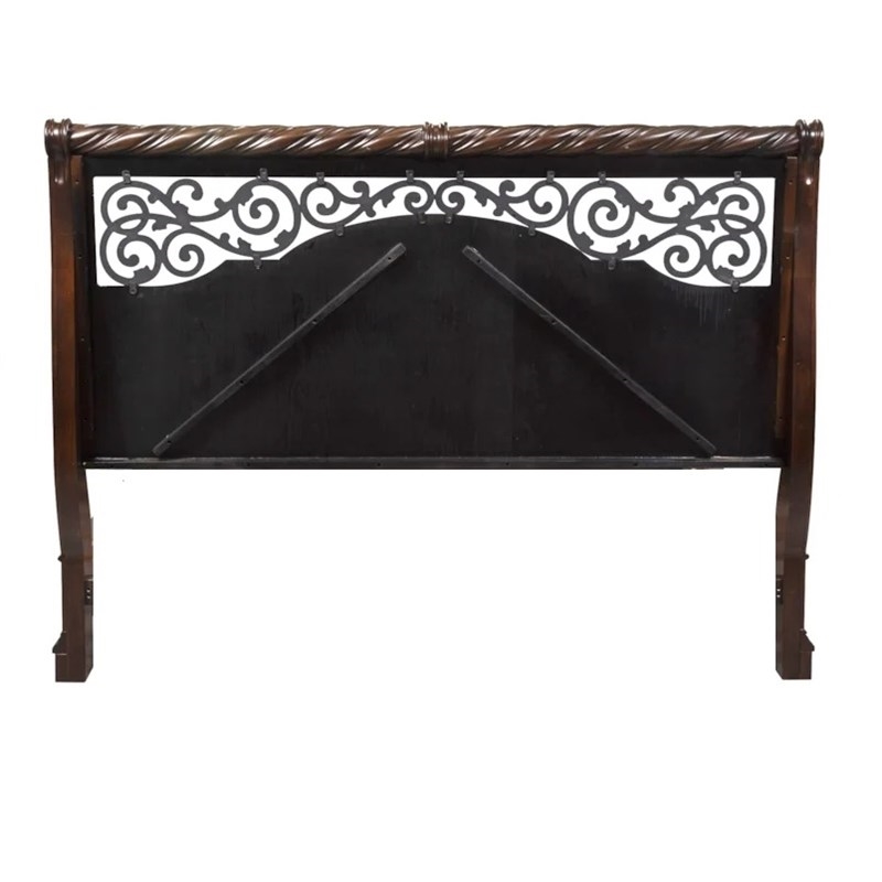Bowery Hill Solid Wood King Sleigh Headboard in Brownstone