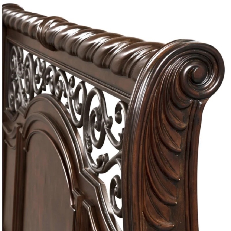 Bowery Hill Solid Wood King Sleigh Headboard in Brownstone