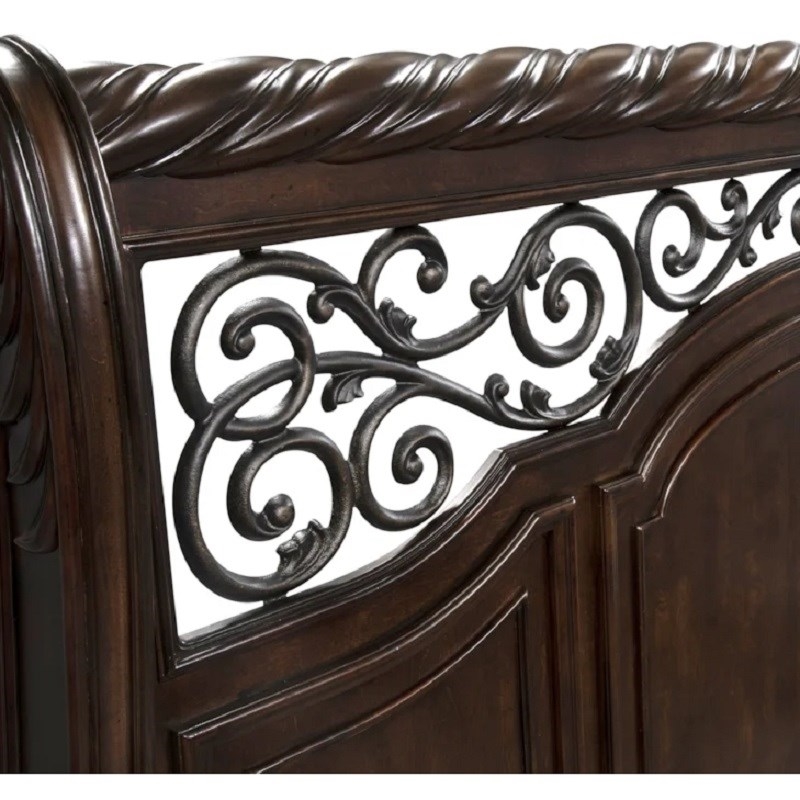 Bowery Hill Solid Wood King Sleigh Headboard in Brownstone