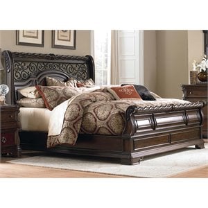 Bowery Hill Queen Sleigh Bed in Brownstone