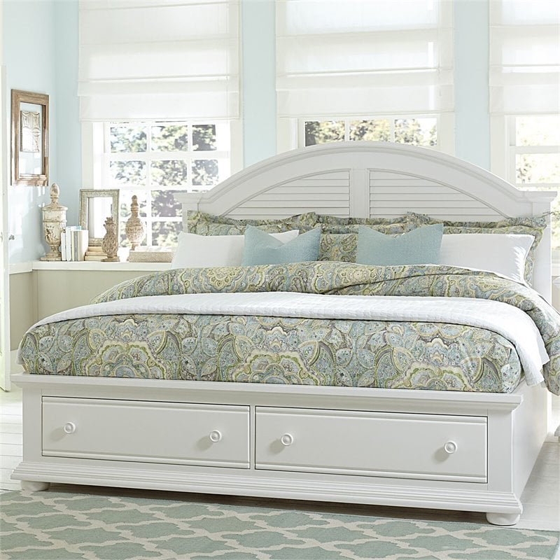 Bowery Hill Arched Crown Farmhouse Wood Queen Panel Headboard in White