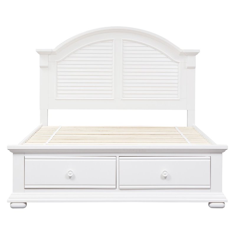 Bowery Hill Arched Crown Farmhouse Wood Queen Panel Headboard in White